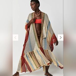 Free People Sea Vista Stripe Ruffle Kimono